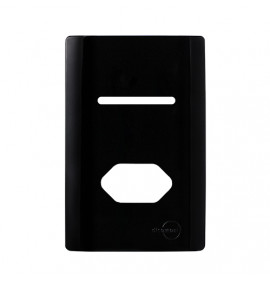 Placa p/ 1 Interruptor + tomada 4x2 - Novara Preto Brilhante